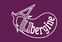 Aubergine Café logo featuring a stylized aubergine shape in purple with a white outline.