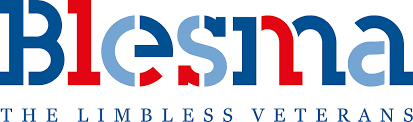 Blesma – The Limbless Veterans logo with stylised red and blue text reading "Blesma." Smaller text underneath states: "THE LIMBLESS VETERANS."