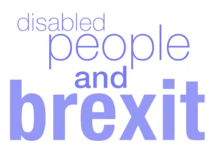 The words Disabled People and Brexit in lilac on a white background